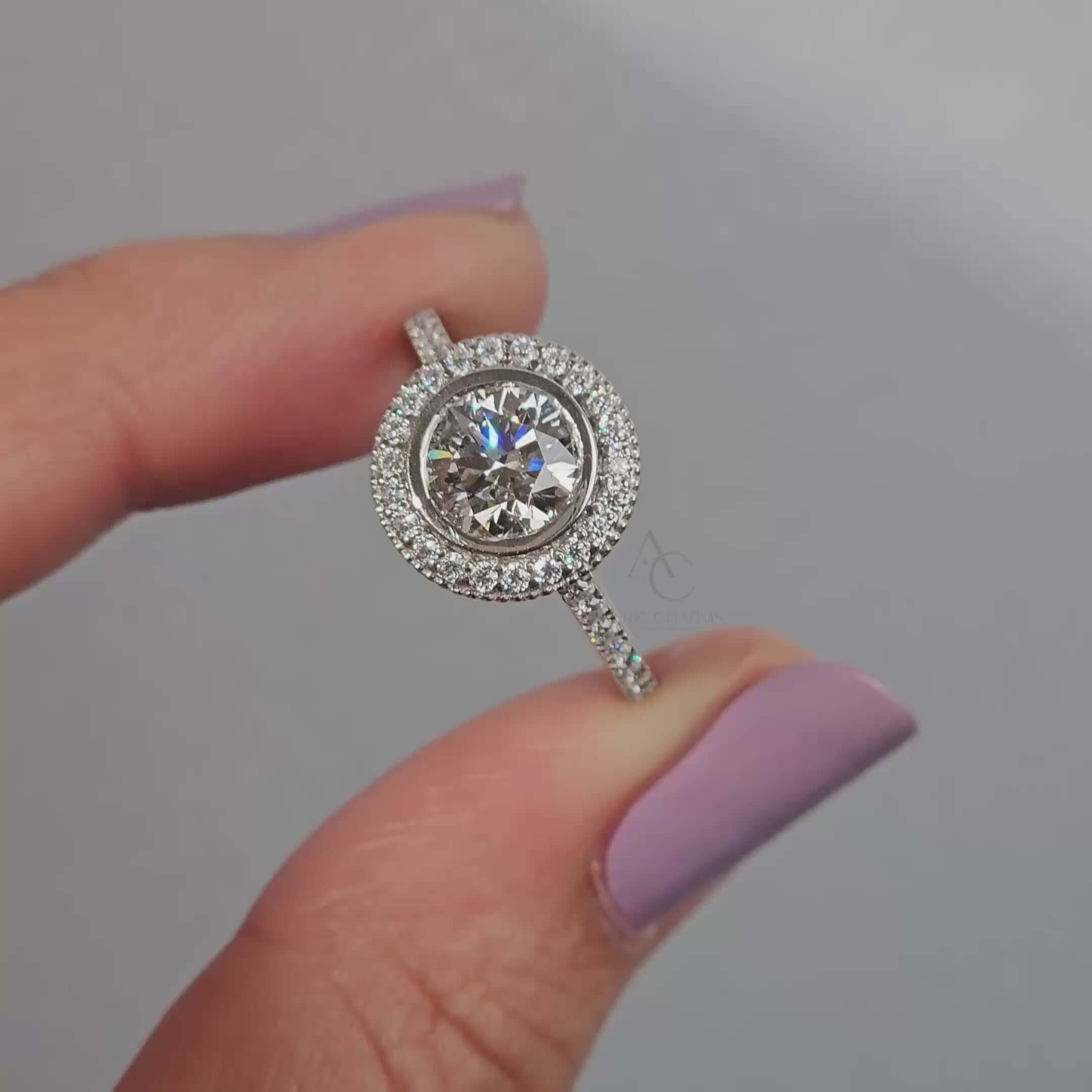 Hepburn Vintage Double Halo Lab Diamond Ring
