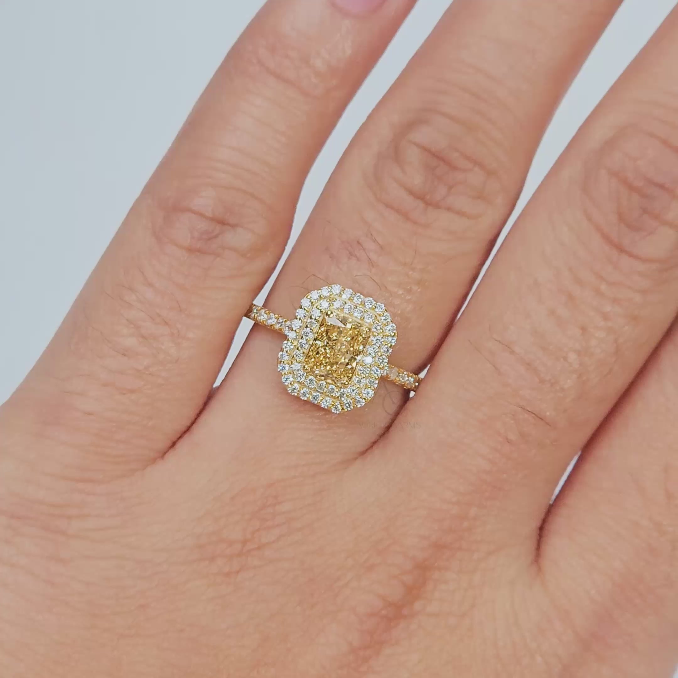 Fancy Yellow Radiant Double Halo Ring