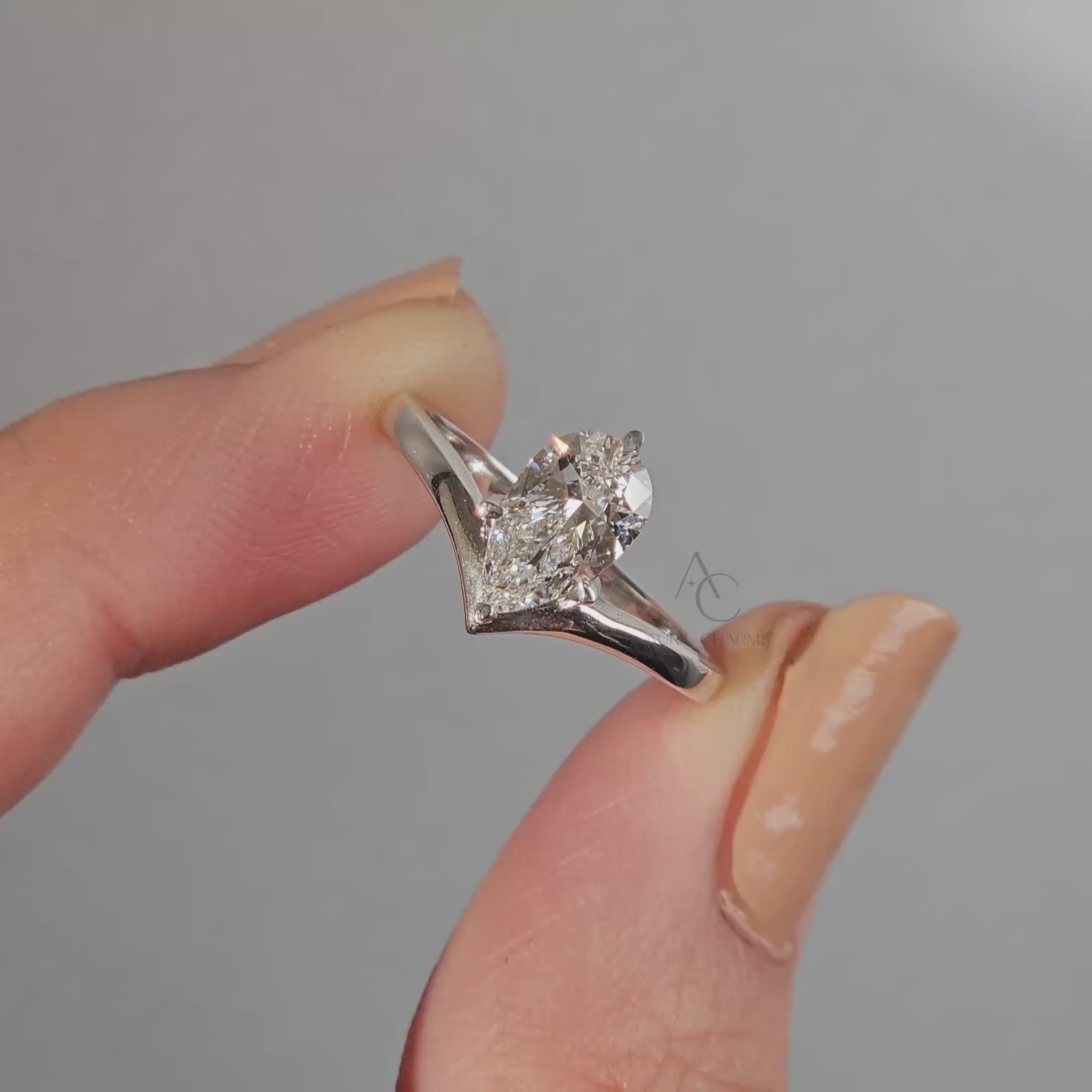 Seraphina Pear Crown Solitaire Lab-Grown Diamond Ring