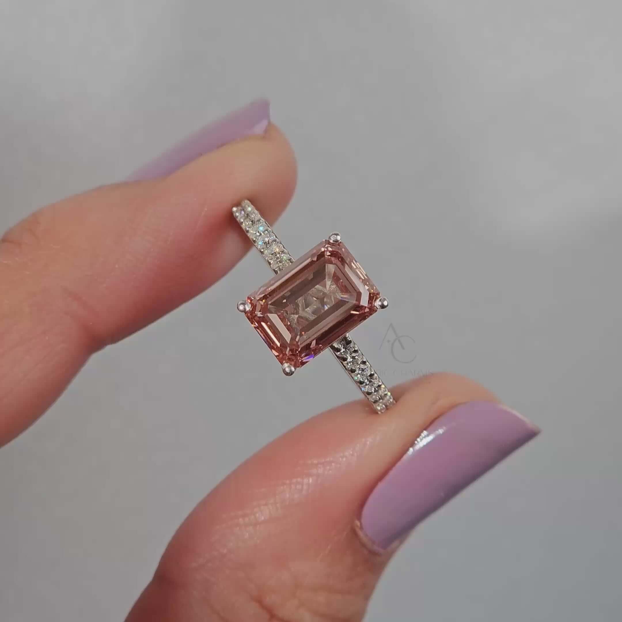 Rosélen Fancy Pink Emerald Engagement Ring