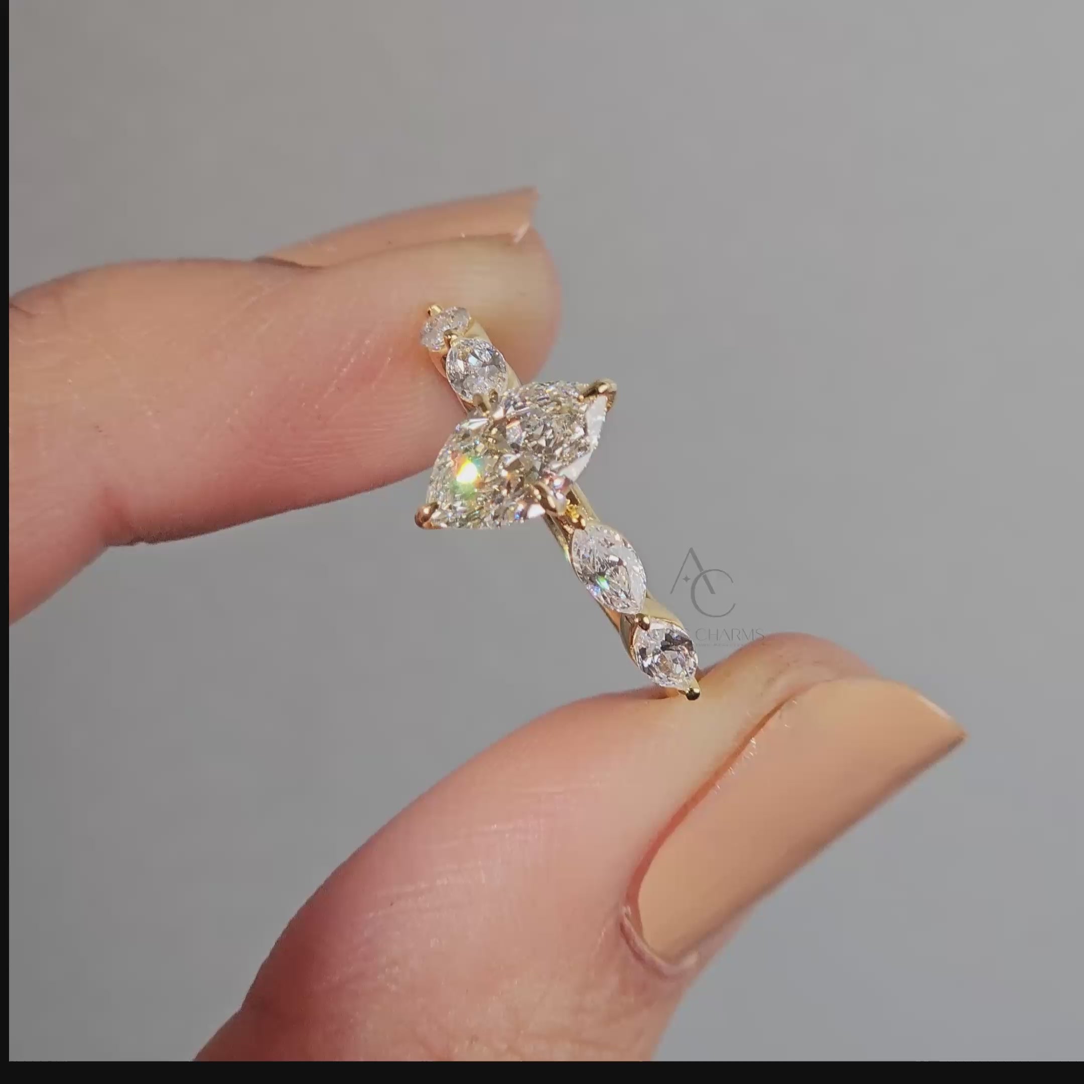 Lunara Marquise Cut Half Eternity Diamond Ring