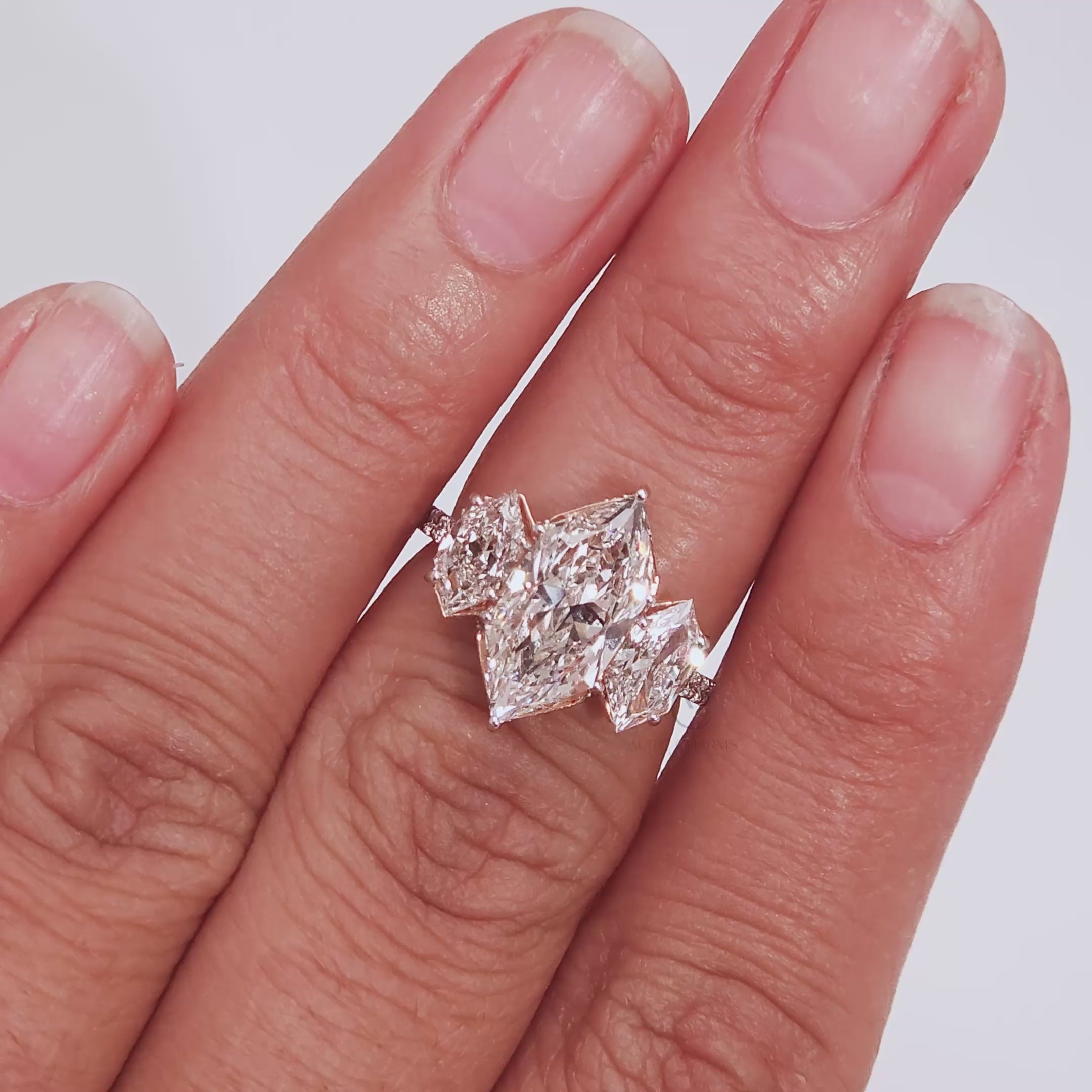 Dutch Marquise Hidden Halo Three-Stone Ring